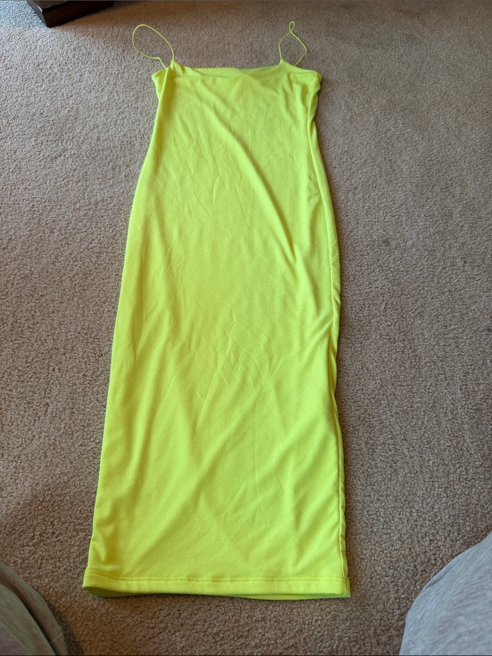 naked wardrobe Neon Yellow Midi Slip Dress